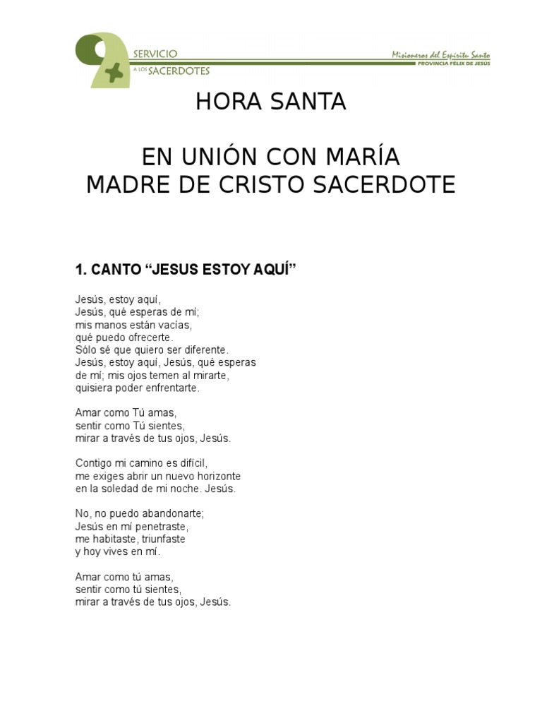 Hora Santa con María y Sacerdotes | PDF | María, madre de Jesús | Sacerdote
