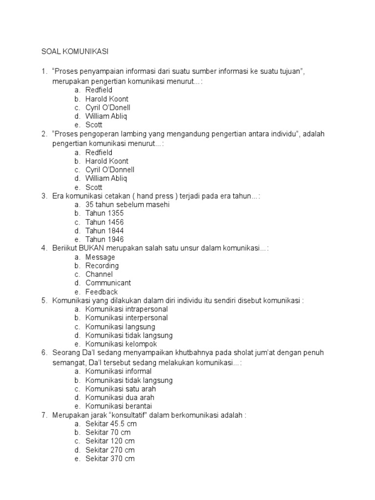 SOAL KOMUNIKASI KEPERAWATAN