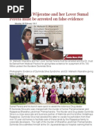 Dr. Maheshi Wijeratne and Her Lover Sumal Perera Must Be Arrested On False Evidence