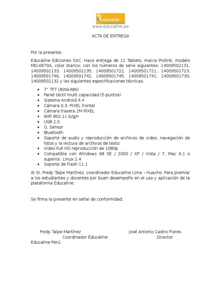 Acta de Entrega_tablet  Ingeniería Informática  Electrónica de consumo