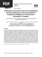 Produção de Concretos Através Da Substituição de Areia Natural Por Areia Proveniente de Reciclagem