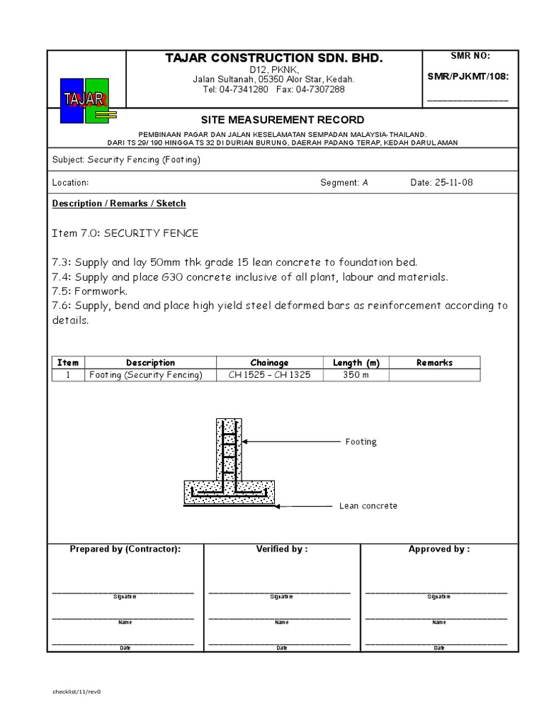 Security Fence Footing Details Kedah | PDF | Science & Mathematics ...