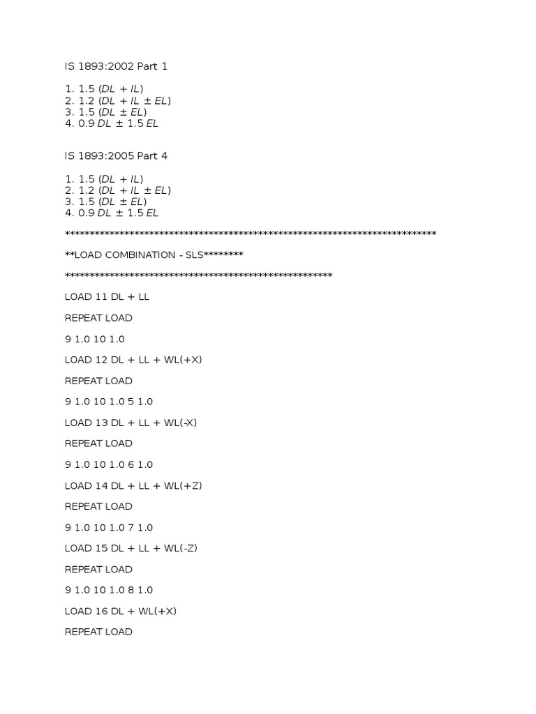 Load Combinations | PDF