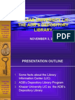 Khazar University Lic: The Adb'S Depository Library: NOVEMBER 3, 2005