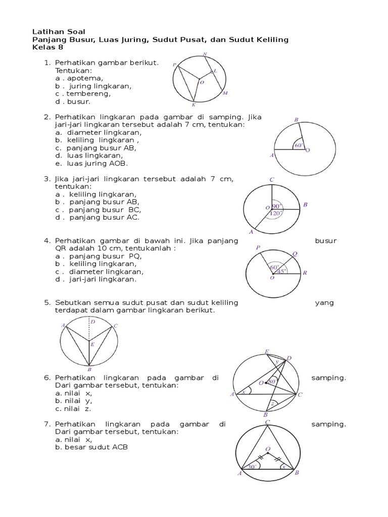 Contoh Soal: Soal Matematika Kelas 8 Lingkaran Pdf