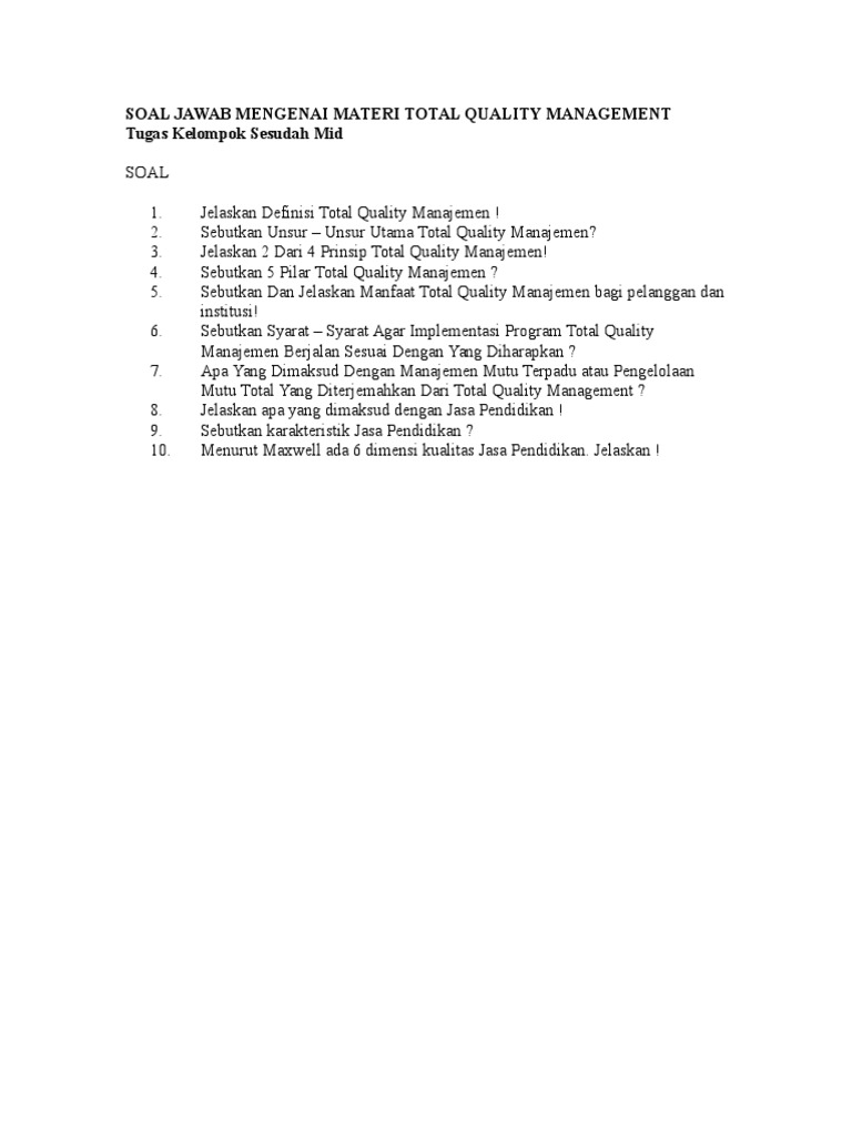 Soal Tqm