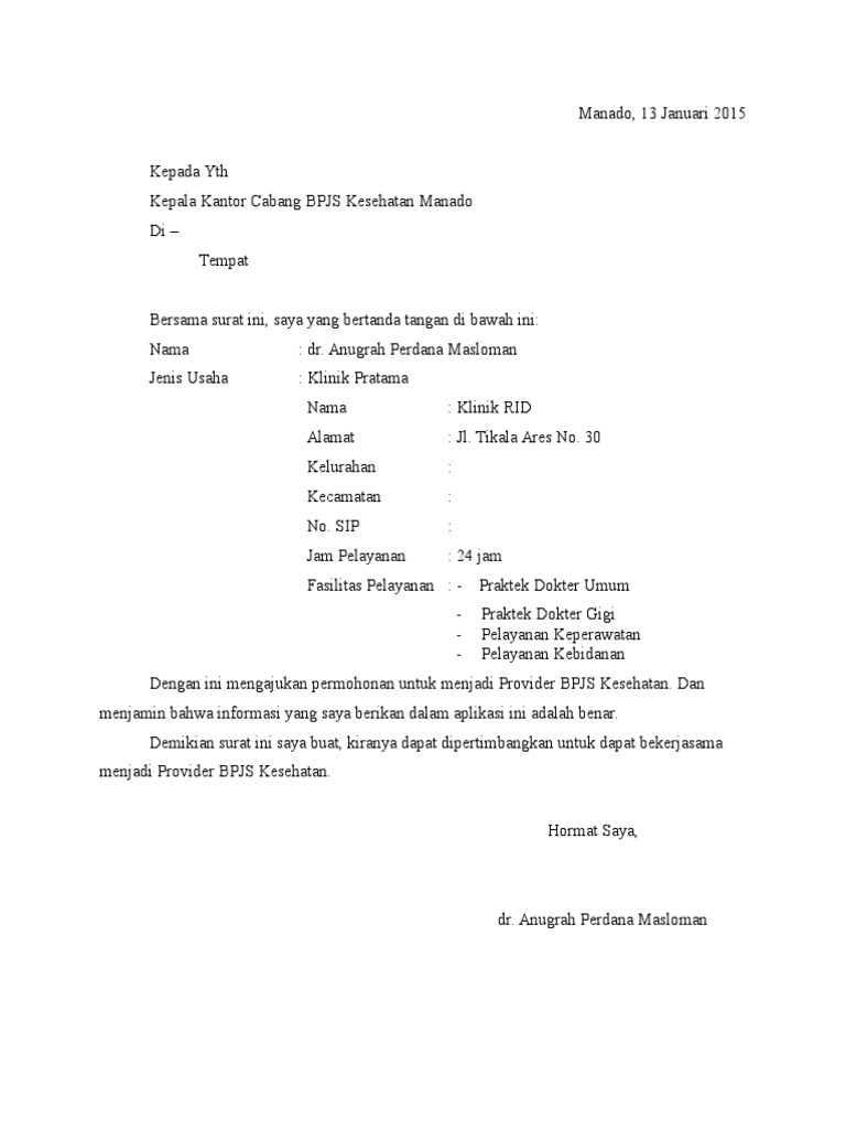 Pengajuan Kerjasama Bpjs Docx