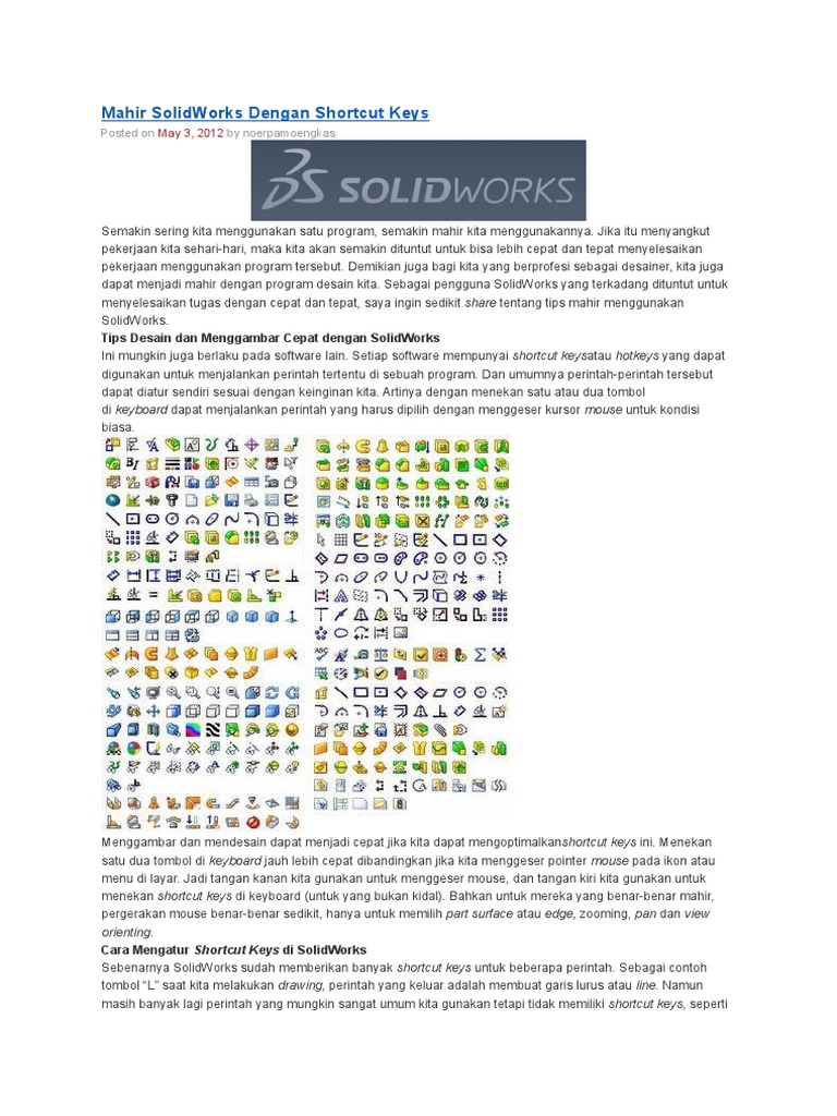 Shortcut Kunci untuk Mahir di SolidWorks | PDF