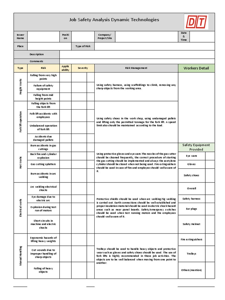 Job Safety Analysis PDF Welding Construction