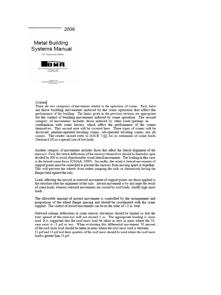MBMA Crane Deflections | PDF