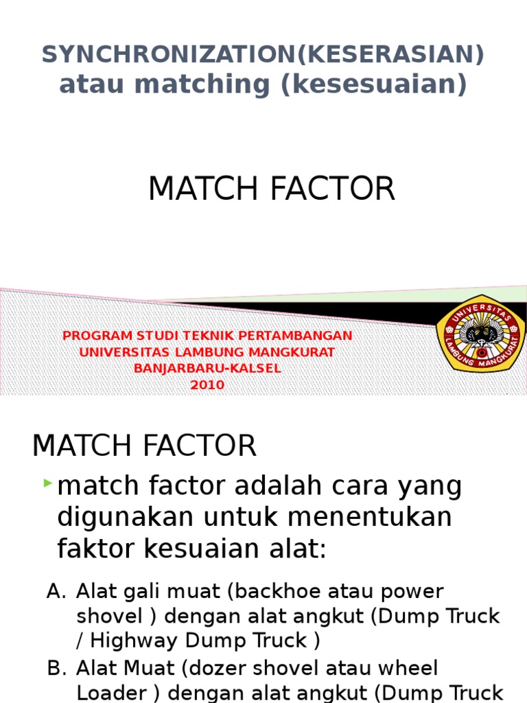 Perhitungan Match Factor Alat Berat | PDF | Teknologi & Rekayasa