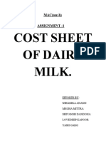 Cost Sheet of Cadbury Milk
