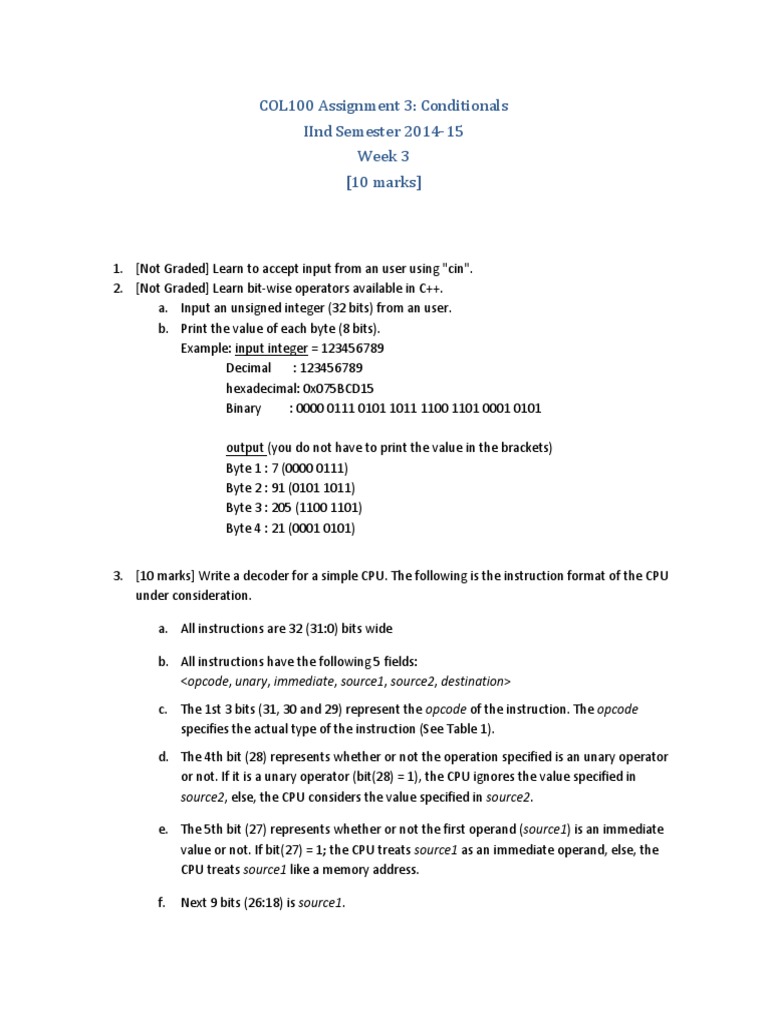 C++ Conditionals and CPU Decoder Assignment | PDF | Technology ...
