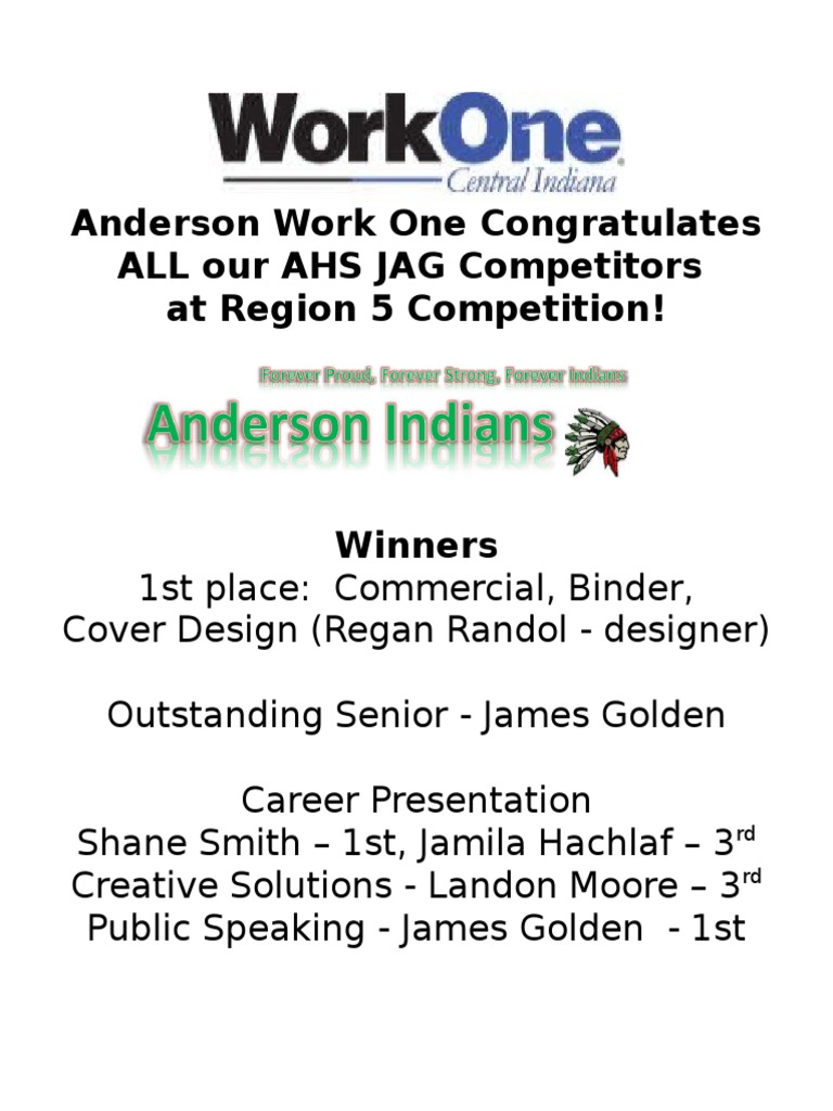 Anderson JAG Work One Congratulates | PDF | Home & Garden