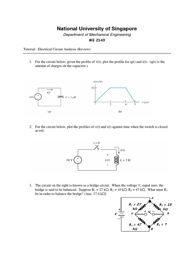 ME2143 Part I TutorialProbemSet 1 | PDF