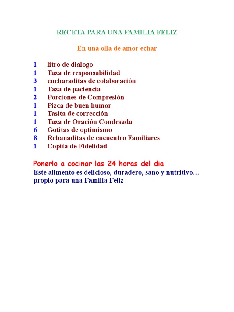 Receta para una Familia Feliz | PDF