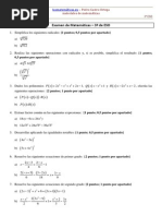 Examen Matematicas Ecuaciones