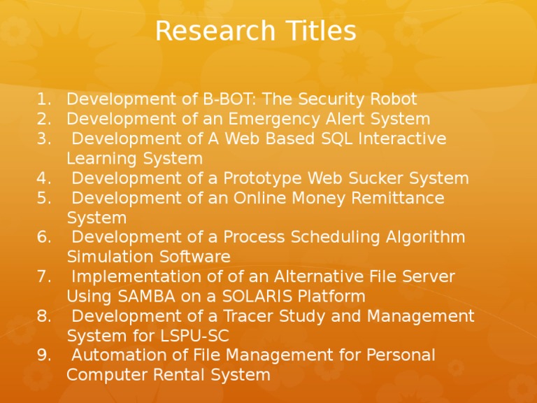 scientific research titles list