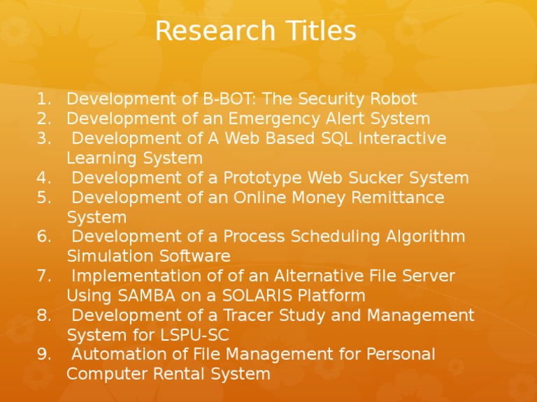 example of research title related to business