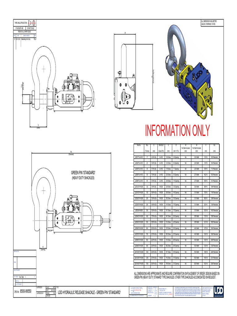 Green Pin Standard Hydraulic Shackle PDF Drilling Building Materials