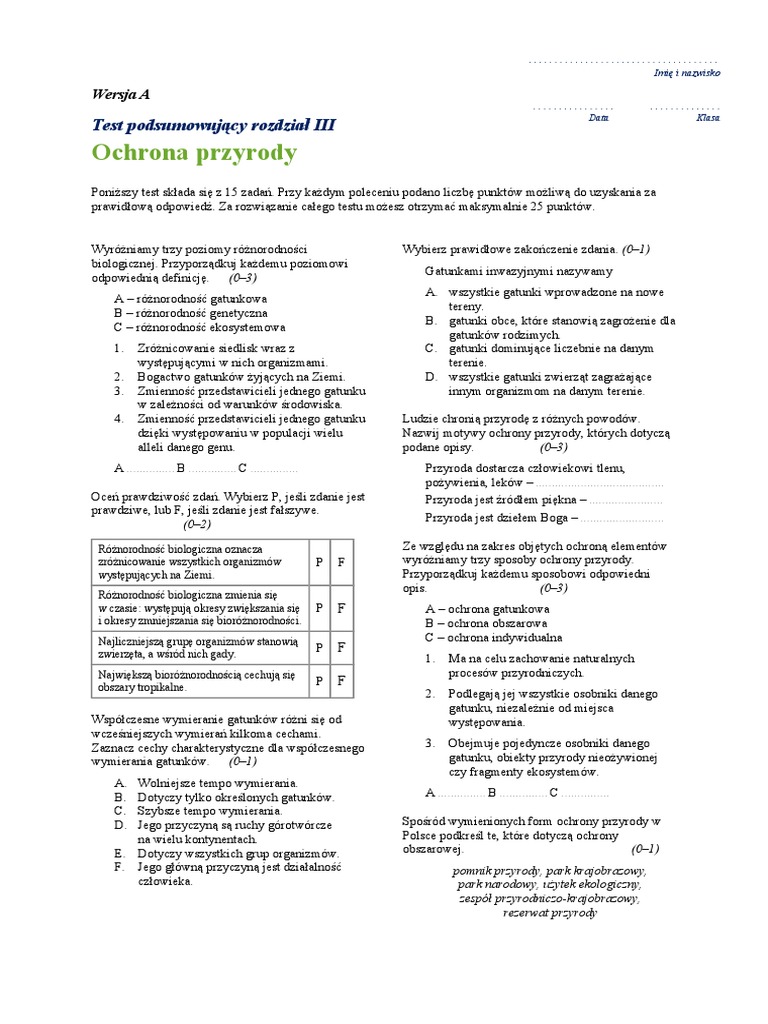 Test Podsumowujący Rozdział 2 Biotechnologia Molekularna
