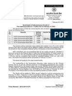 Government of India Announce The Sale of Four Dated Securities For ' 13,000 Crore On February 13, 2015