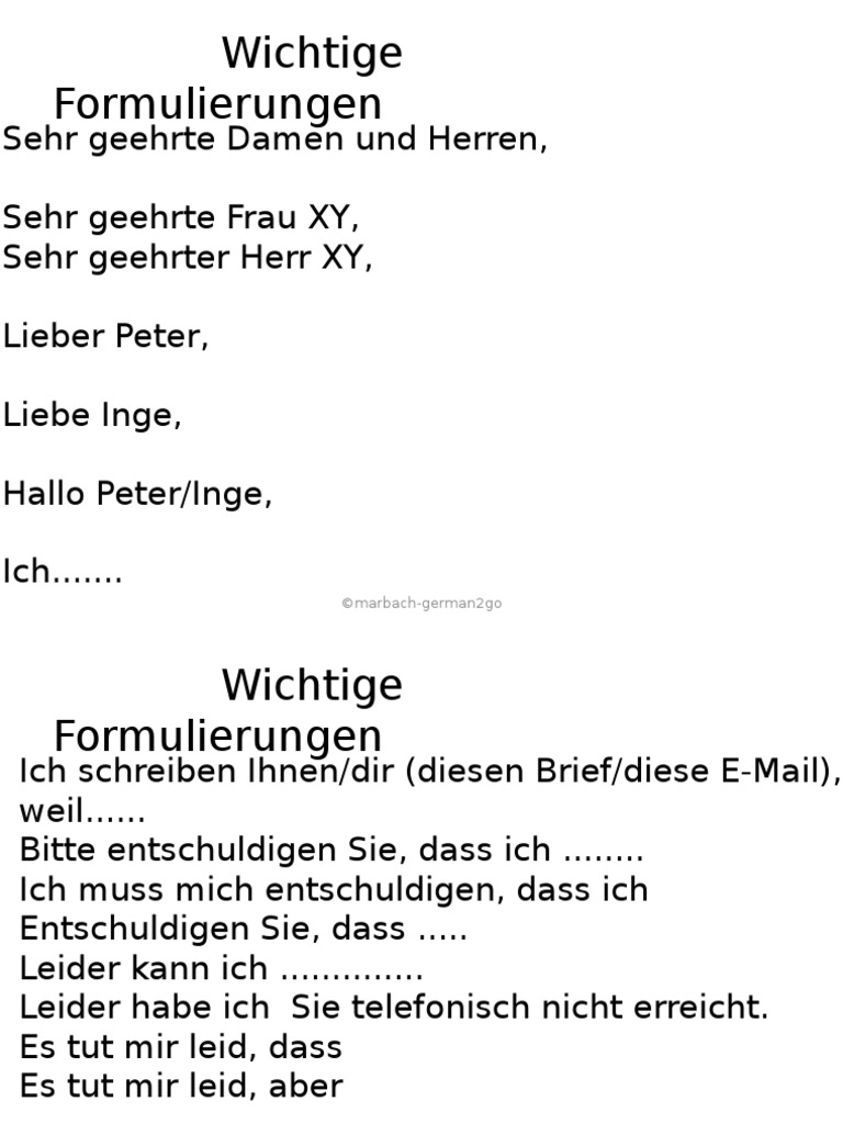 B1 Prufung Schreiben Standardformulierungen