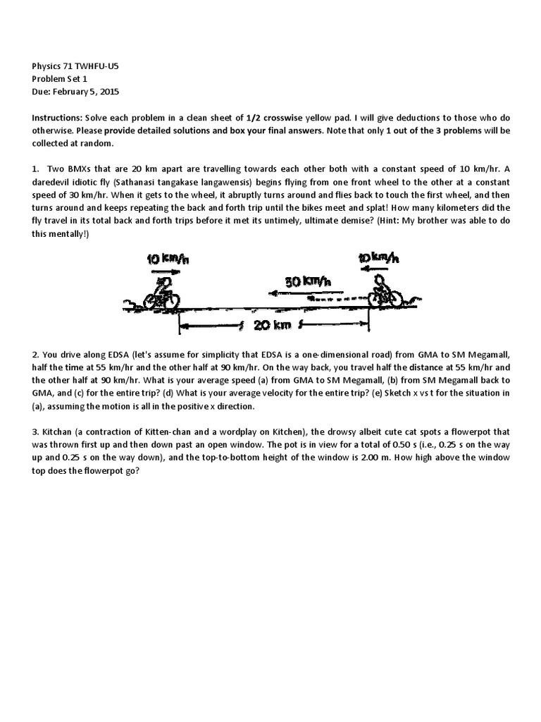 Physics Problem Set: Kinematics Challenges | PDF | Teaching Methods ...
