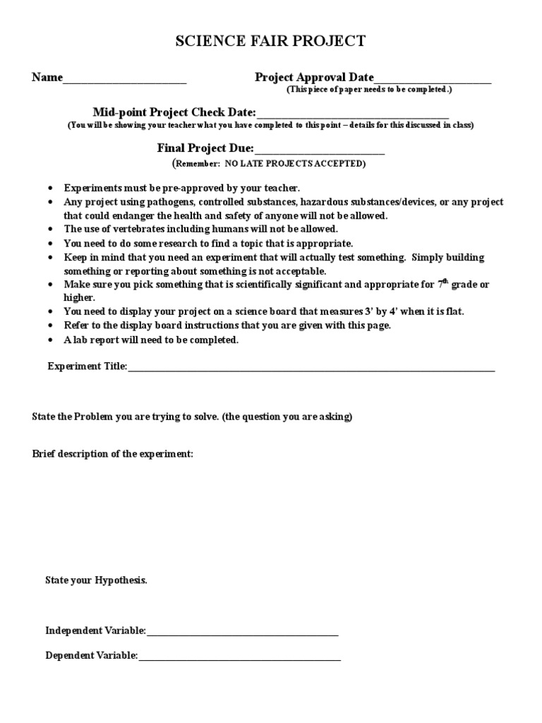 Science Fair Project Guidelines | PDF | Art | Technology & Engineering