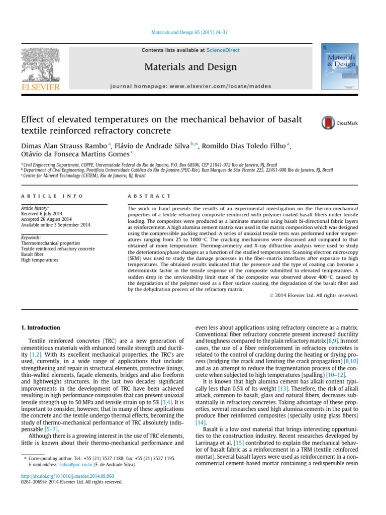 Effect of Elevated Temperatures On The Mechanical Behavior of Basalt ...