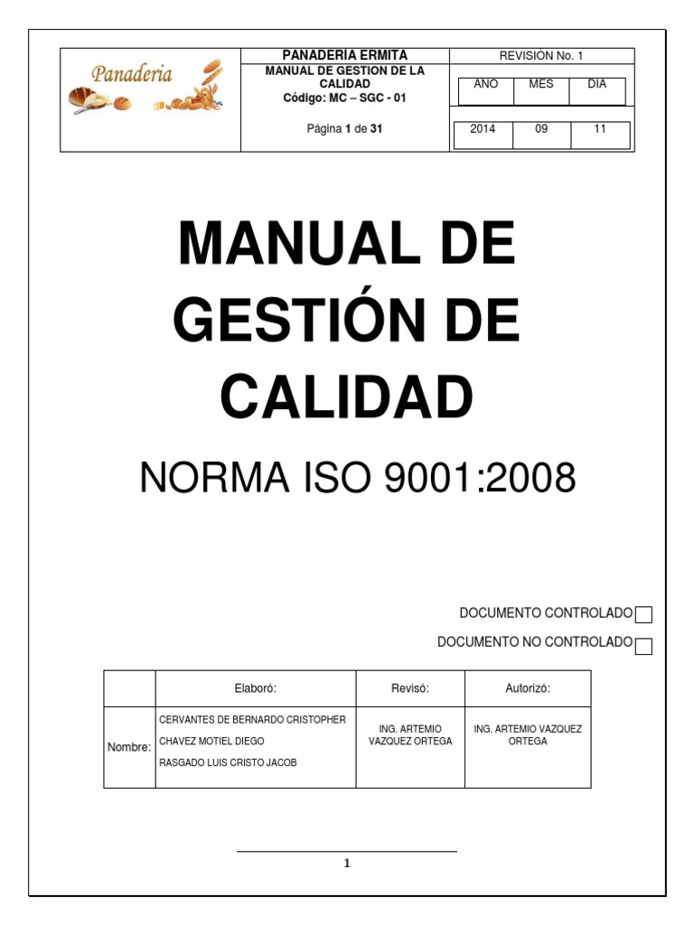 Manual de Gestion de Calidad Gestión de la calidad Sistema de manejo de calidad Prueba
