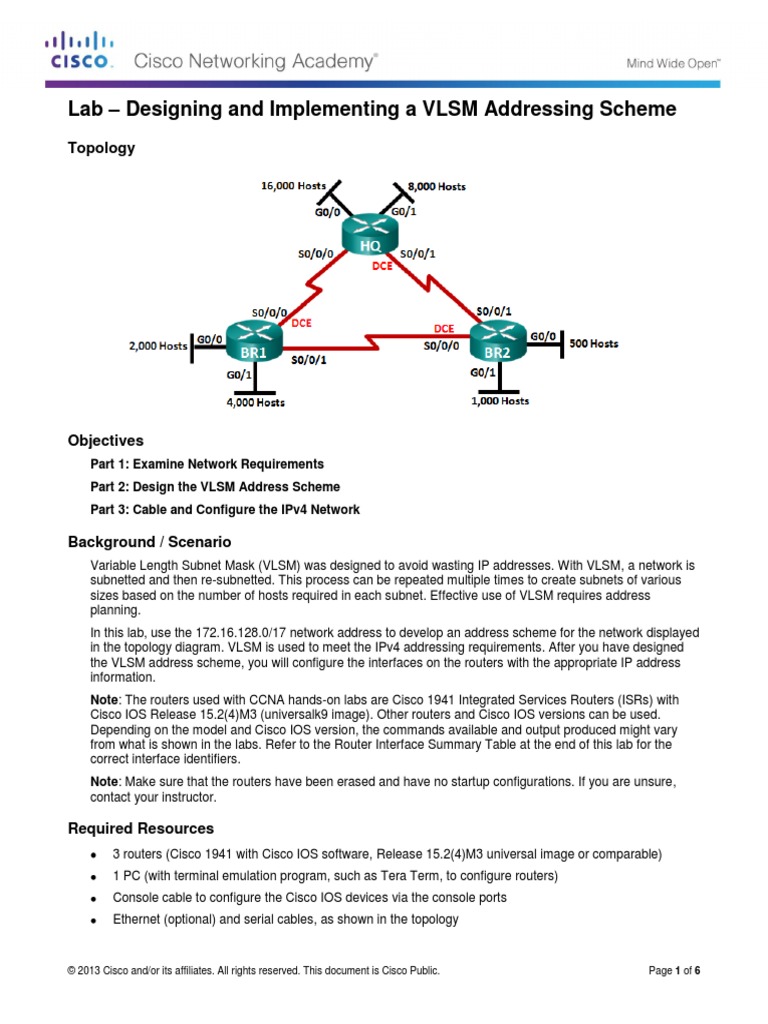 9.2.1.4 Lab - Designing and Implementing a VLSM Addressing Scheme