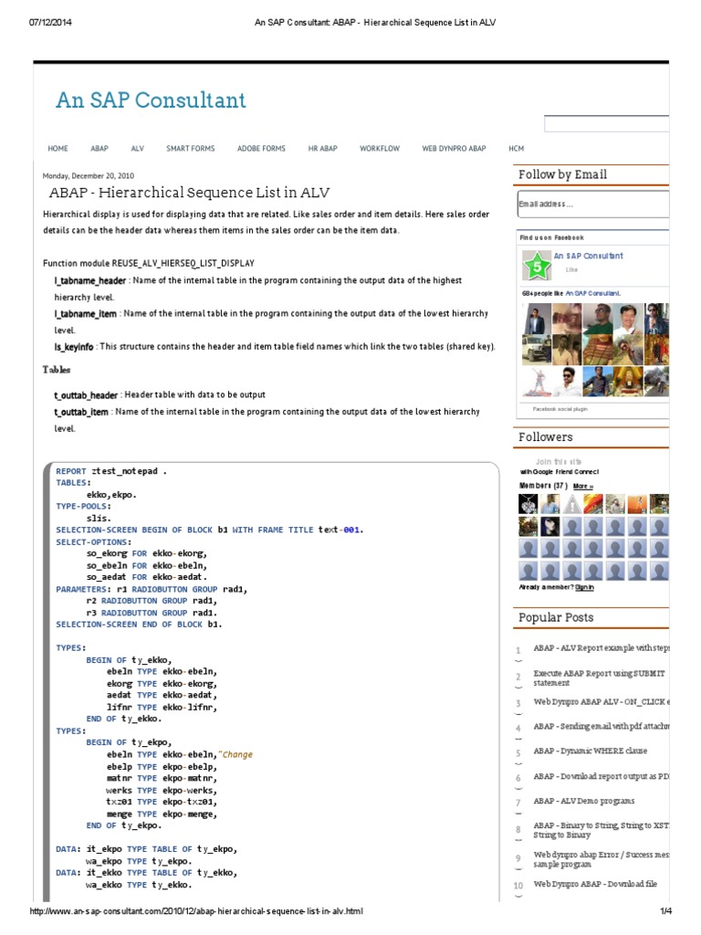 An SAP Consultant - ABAP - Hierarchical Sequence List in ALV | PDF ...