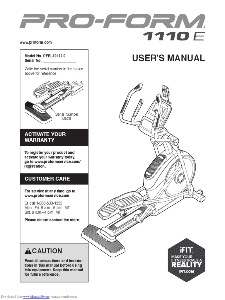 1110 e Elliptical Manual Wi Fi  Page