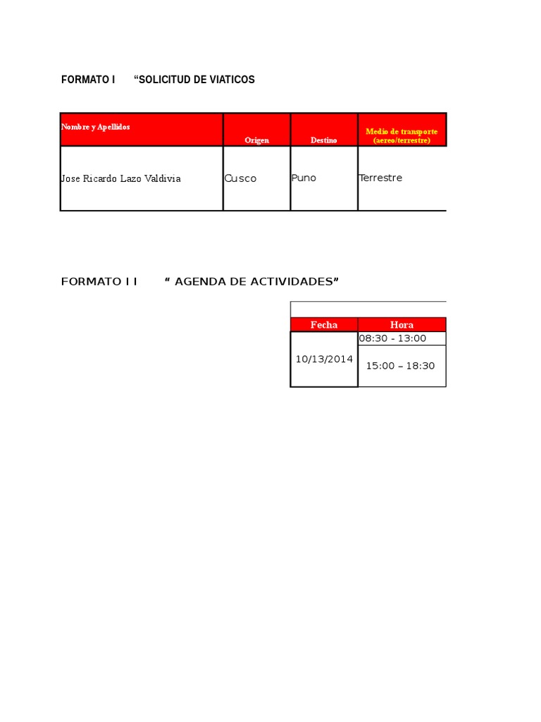 Formato de Solicitud de Viáticos | PDF