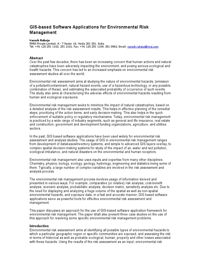 GIS Applications in Environmental Risk Management | PDF | Risk ...