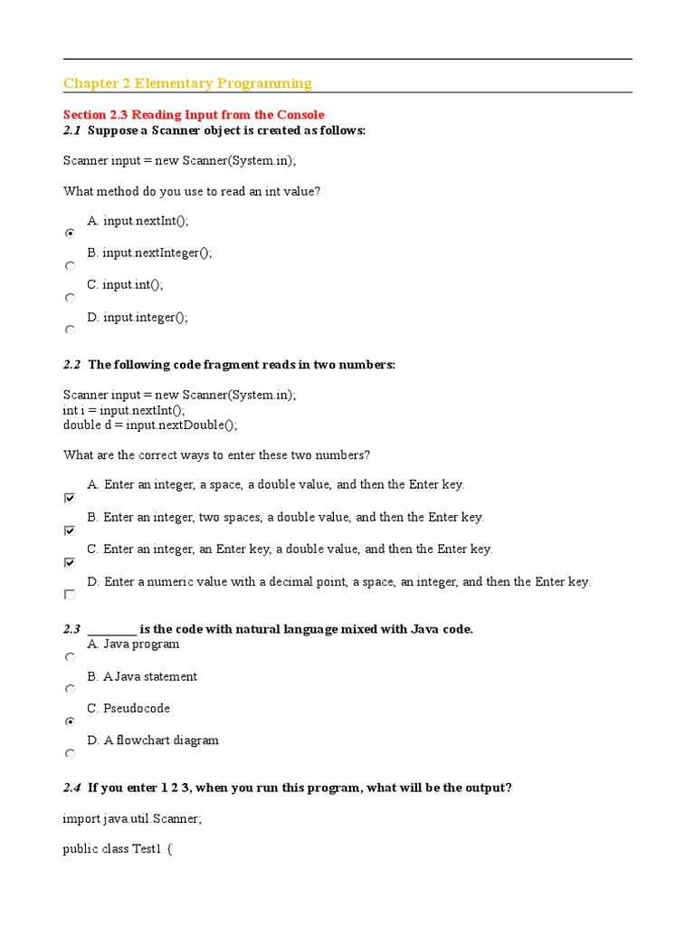 Chapter 2 Elementary Programming | PDF | Teaching Methods & Materials