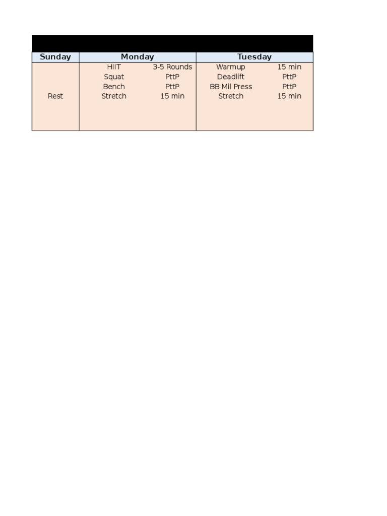 Weekly Workout Plan for Muscle Gain | PDF