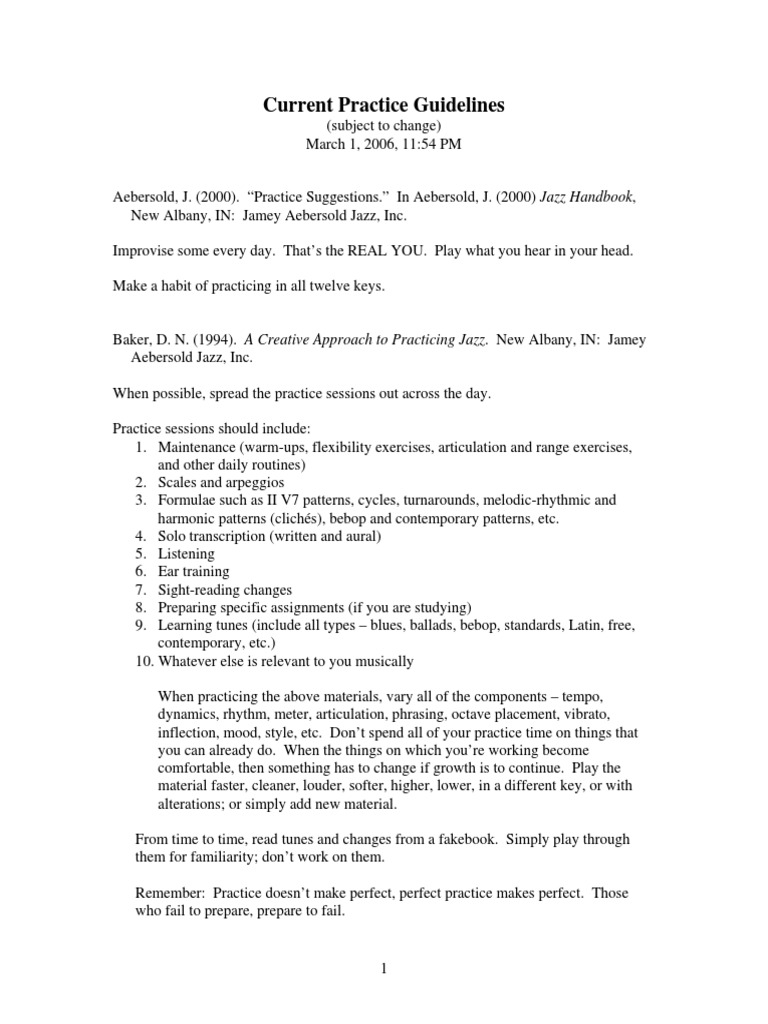 Saxophone Practice Guidelines | PDF | Jazz | Music Theory