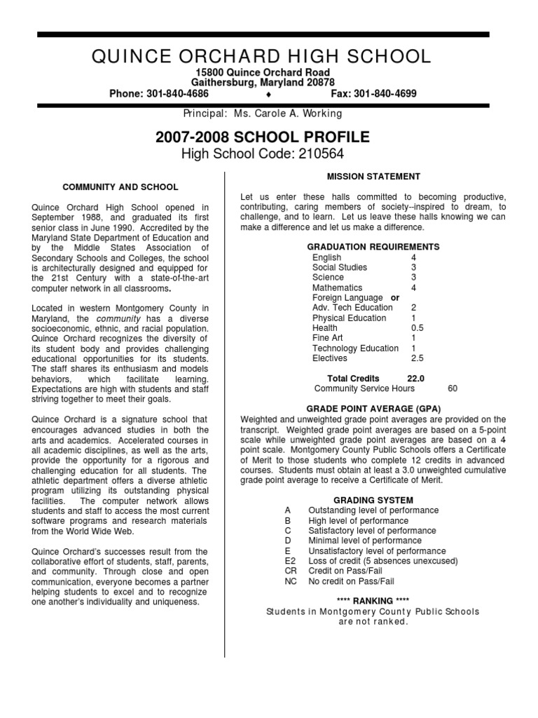 Quince Orchard 2008 PDF Advanced Placement Academia
