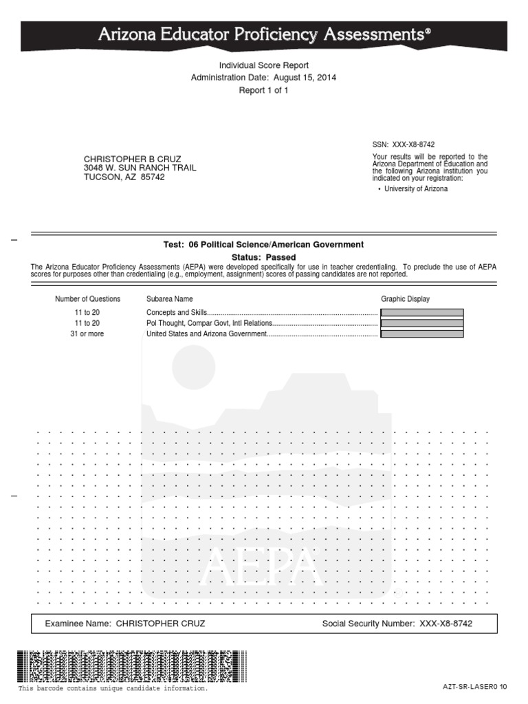 AEPA GOVT Test Results PDF | PDF | Test (Assessment) | Quality Of Life