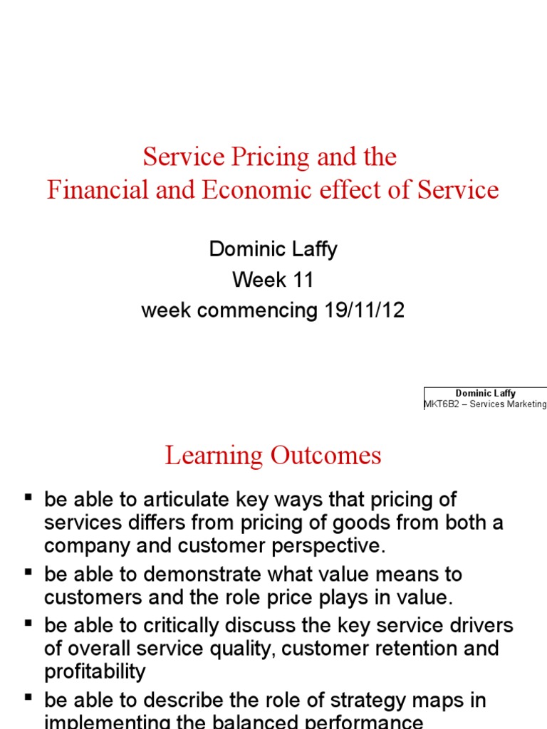 Service Pricing and The Financial and Economic Effect of Service | PDF ...