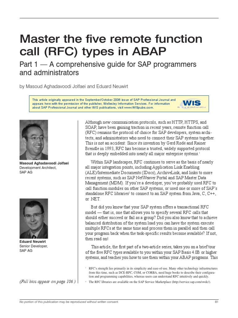 5 RFC Types in ABAP | PDF | Subroutine | Scheduling (Computing)