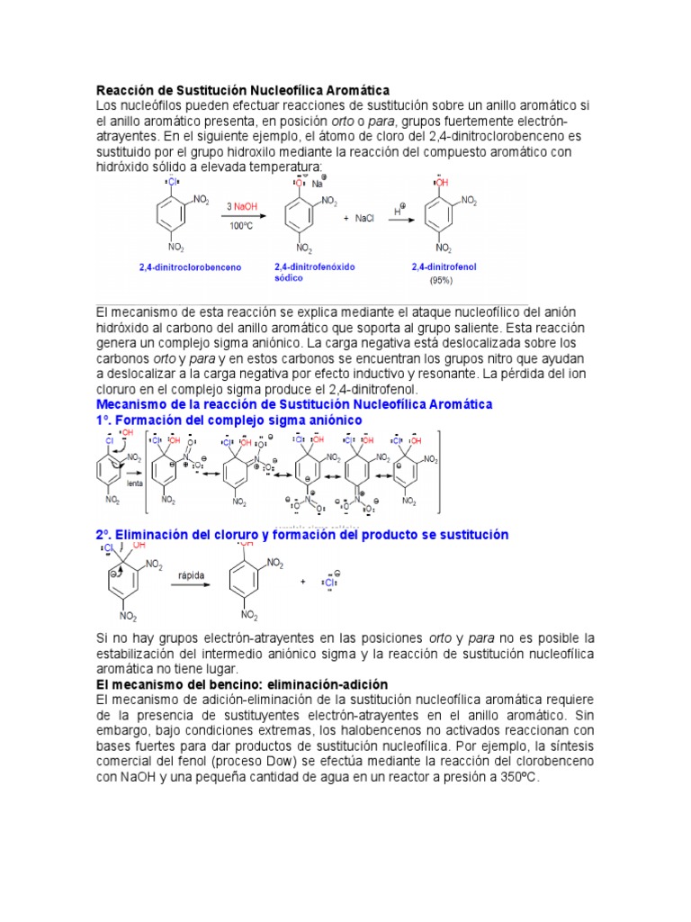 Mecanismo de Sustitución Nucleofílica Aromática | PDF | Hidrocarburos ...