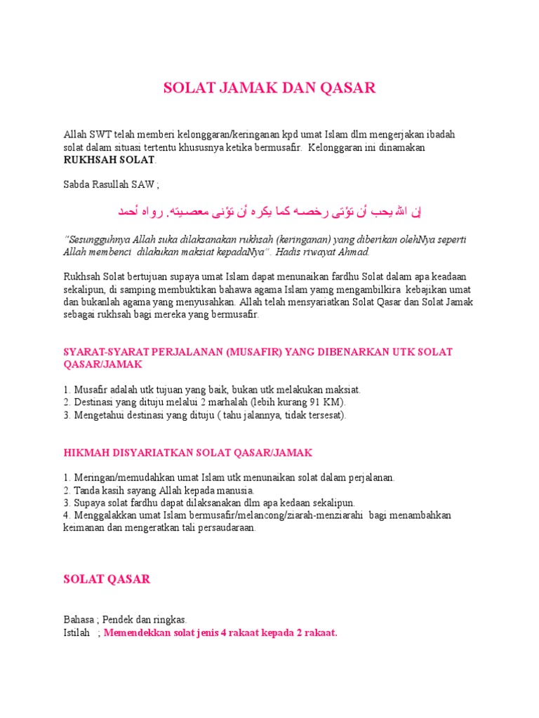 Solat Jamak Dan Qasar Pdf