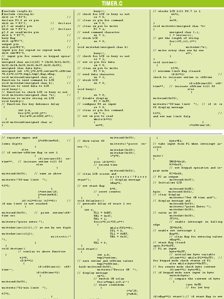 8051 Timer Control Code for LCD | PDF | Control Flow | Pointer ...
