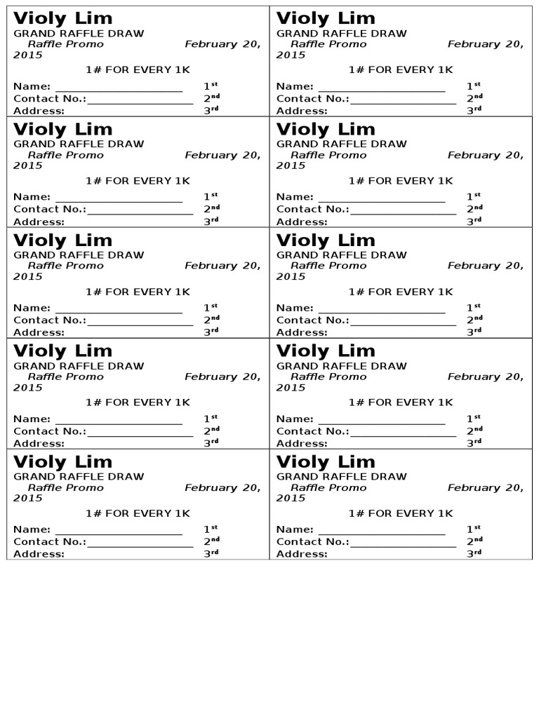 Violy Lim Grand Raffle Draw Promo | PDF