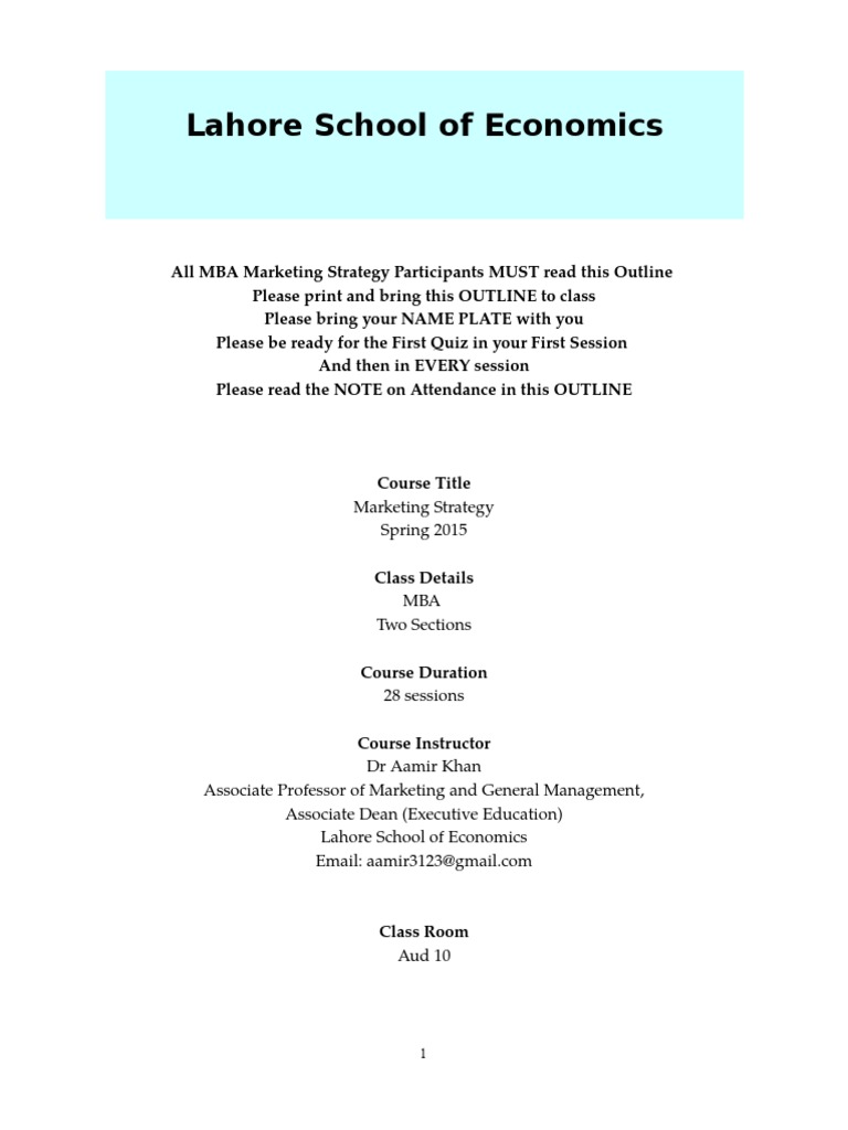 LSE MBA Marketing Strategy Course Outline | PDF | Brand | Marketing