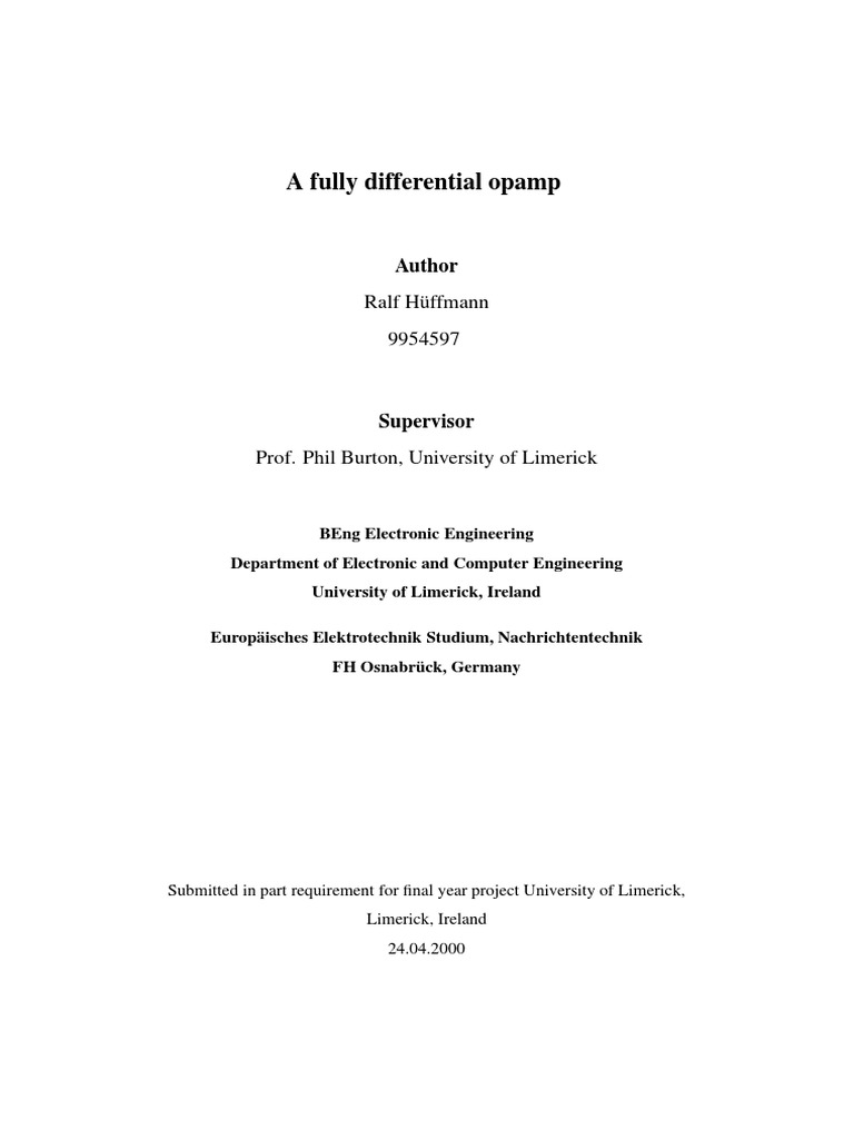 Fully Differential Amplifier Design2 | PDF | Operational Amplifier | Mosfet