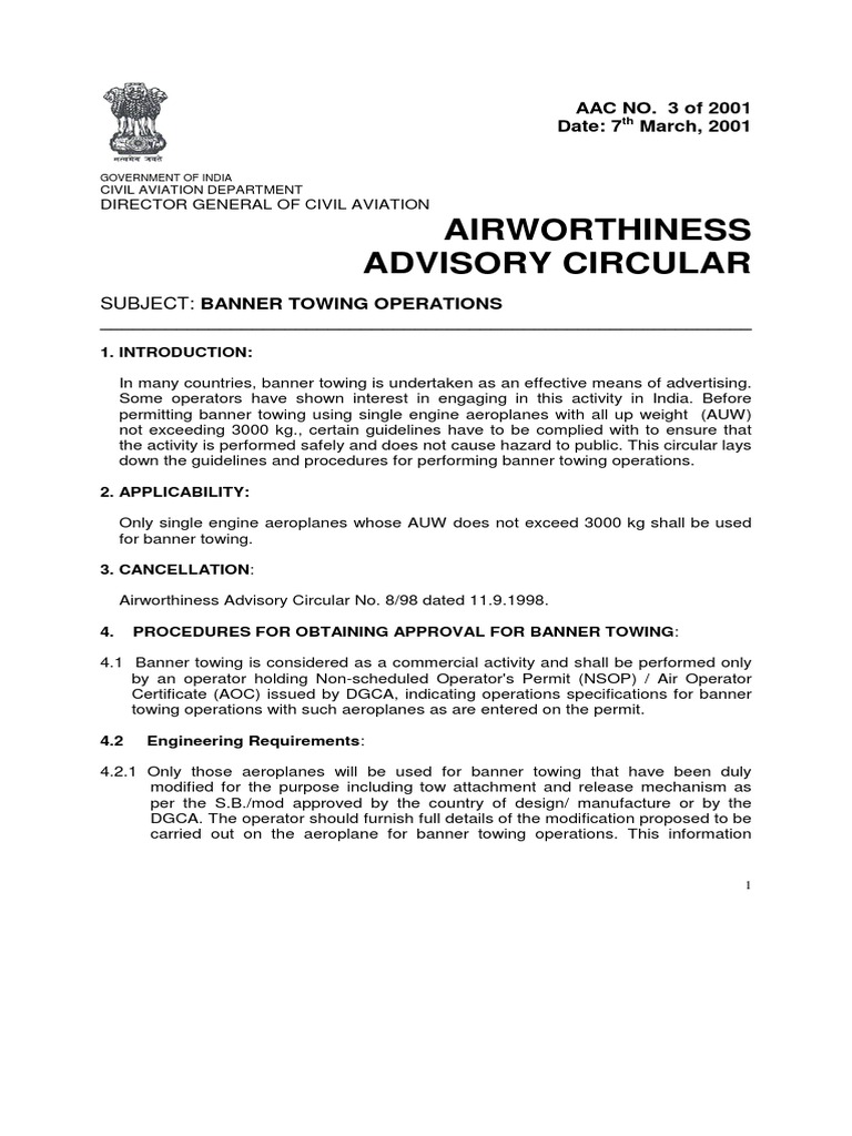 Airworthiness Advisory Circular AAC NO. 3 of 2001 Date 7 March, 2001 Download Free PDF